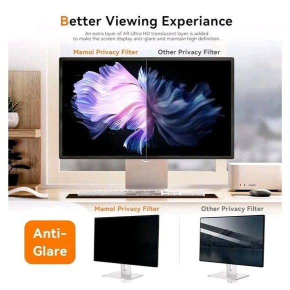 2 Pack 22-in Computer Privacy Screen for 16:10 Anti Glare Blue Light Protection - Picture 4 of 10